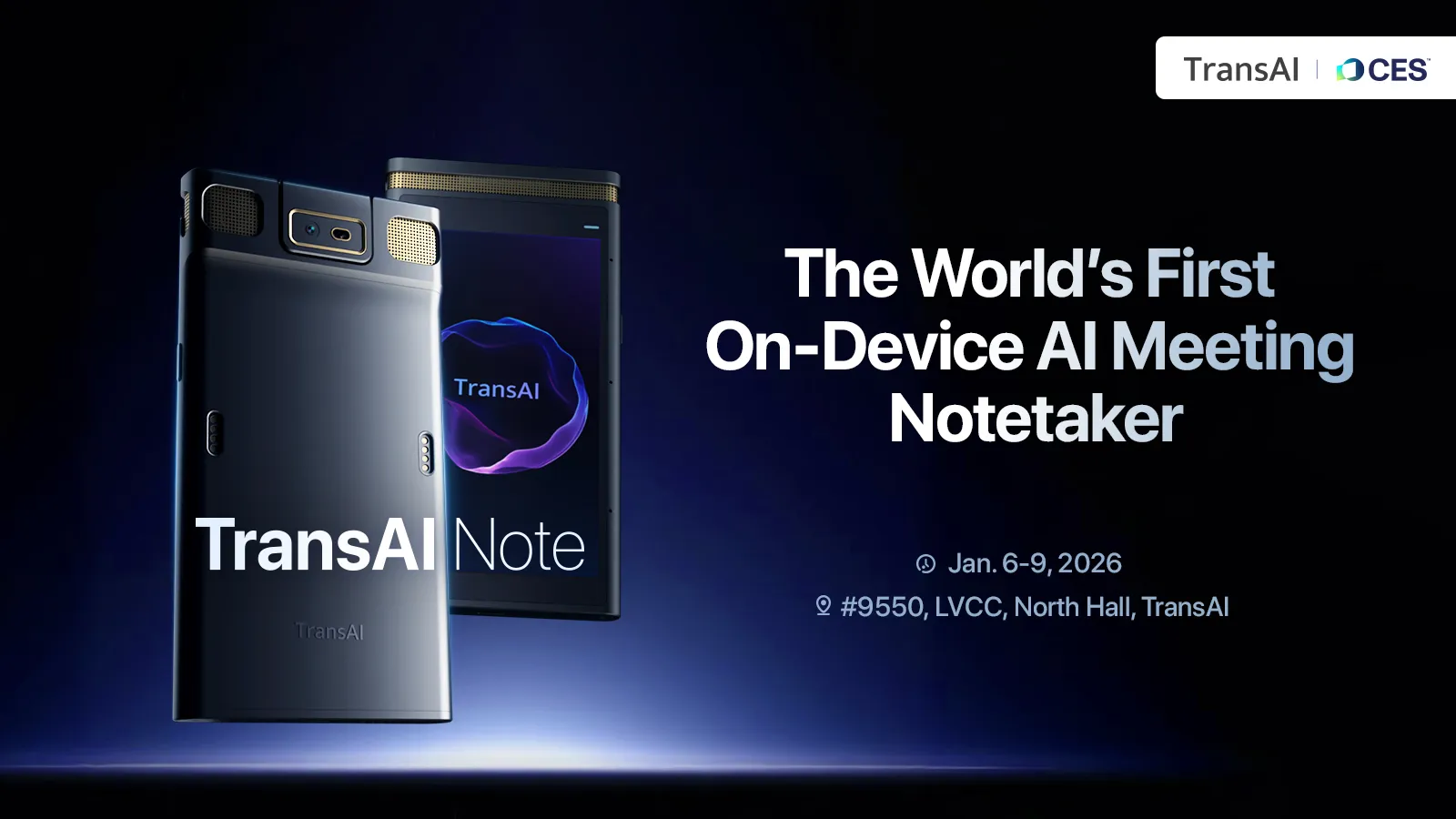 At CES 2026, Talktone Inc. introduced TransAI Note, an on-device AI meeting recorder and transcription device.