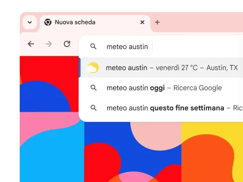 La ricerca 'meteo austin' mostra come risultato che venerdì la temperatura sarà di 27°C.