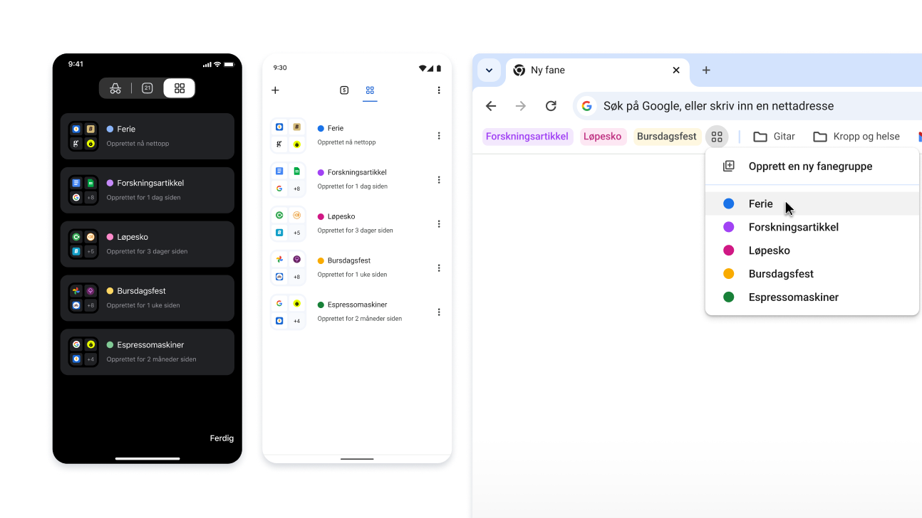 Fanegrupper på iOS, Android og datamaskiner