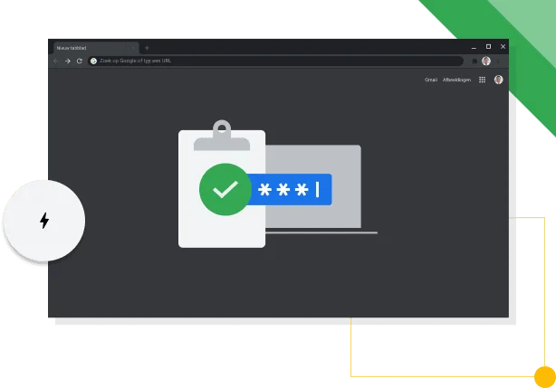 Chrome-browservenster in donkere modus met daarin het Google-productiviteitsicoon.