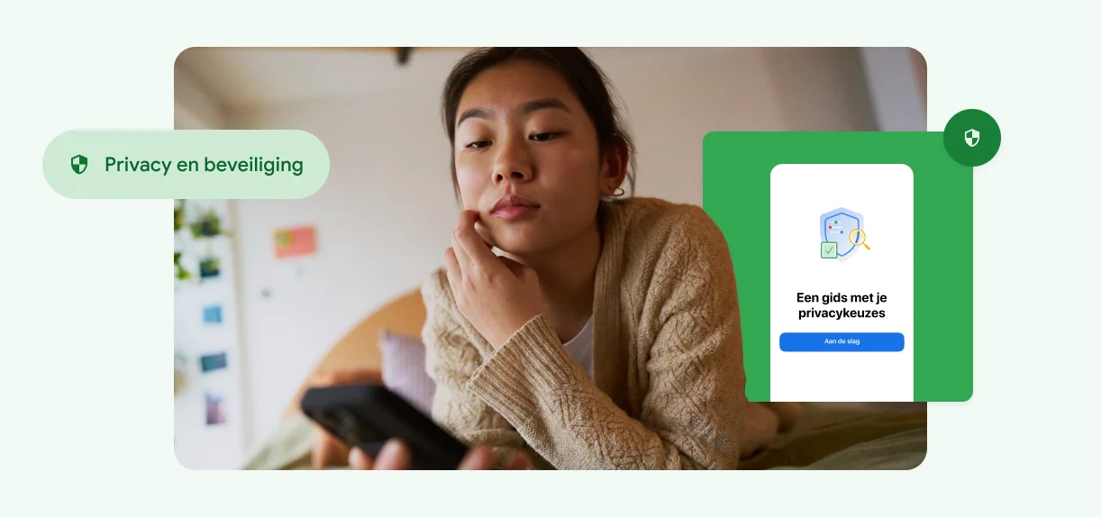 Een vrouw raakt haar gezicht aan en kijkt naar haar telefoon.