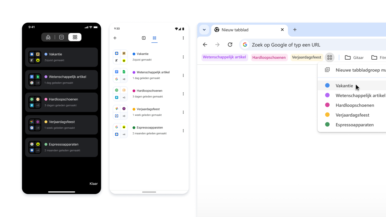 Tabbladgroepen op iOS-, Android- en desktopapparaten