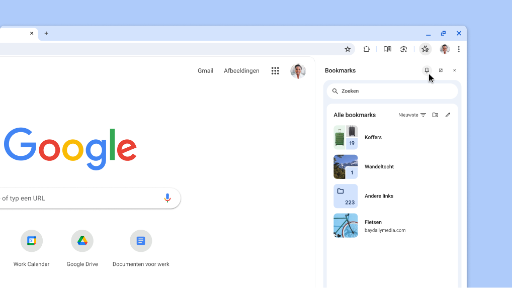 Een Chrome-zijvenster vastzetten op de werkbalk