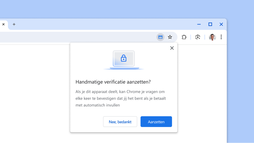 Zet handmatige verificatie voor automatisch invullen bij betalingen aan.