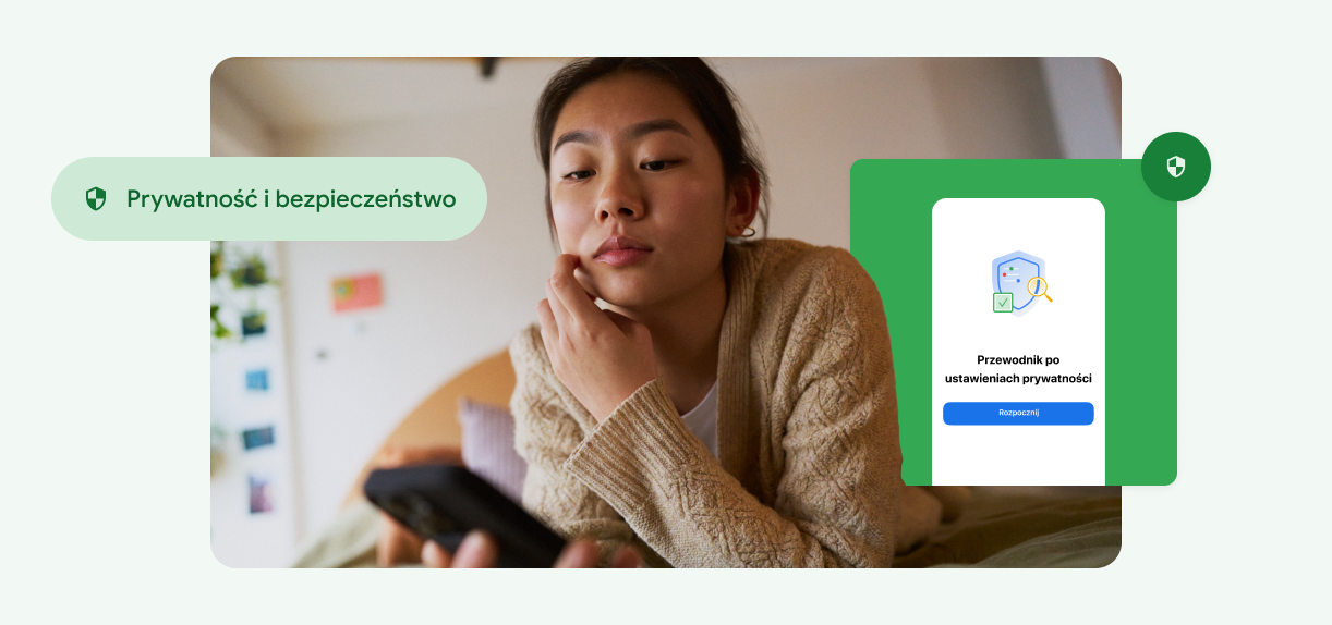 Kobieta dotykająca twarzy i patrząca w telefon.
