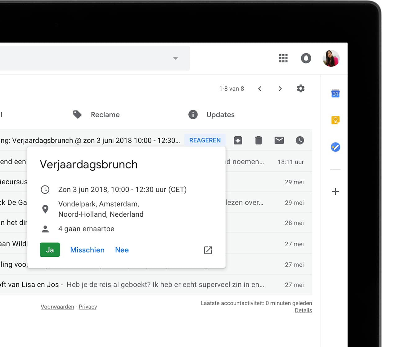 Actie ondernemen vanuit de inbox